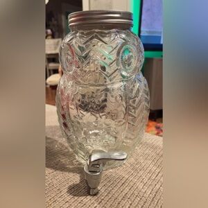 ‼️SOLD‼️Vintage Glass Owl Beverage Dispenser with Spout